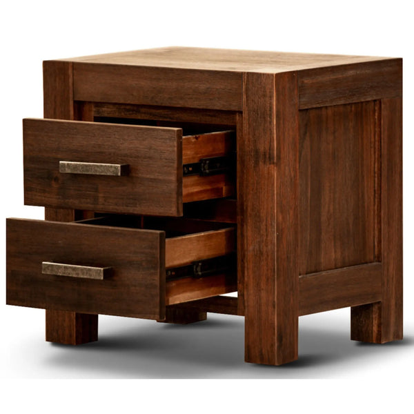 Comfortis 4pc Queen Bed Frame Suite Bedside Tallboy Furniture Package - Walnut Deals499