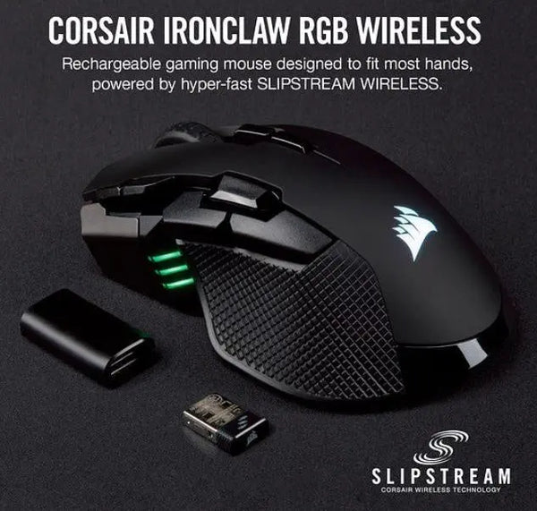 Corsair IRONCLAW RGB Wireless, FPS/MOBA 18,000 DPI,  SLIPSTREAM Corsair Wireless Technology Gaming Mouse CORSAIR
