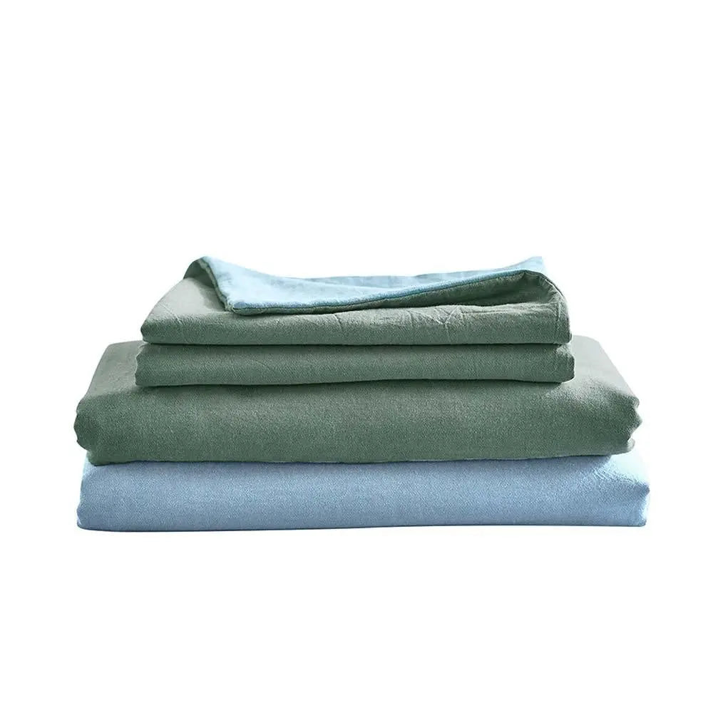 Cosy Club Cotton Sheet Set Bed Sheets Set King Cover Pillow Case Green Blue Deals499