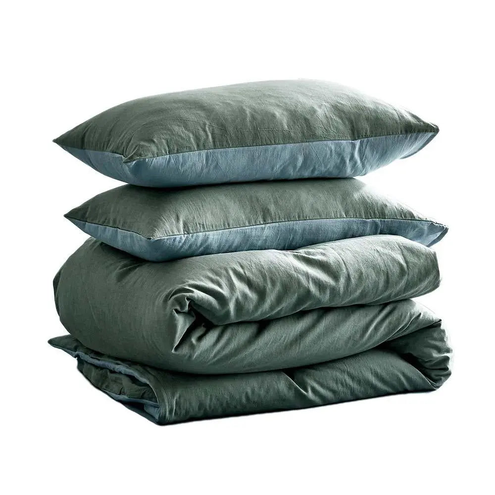Cosy Club Duvet Cover Quilt Set Doona Cover Pillow Case Blue Lagoon QUEEN Deals499