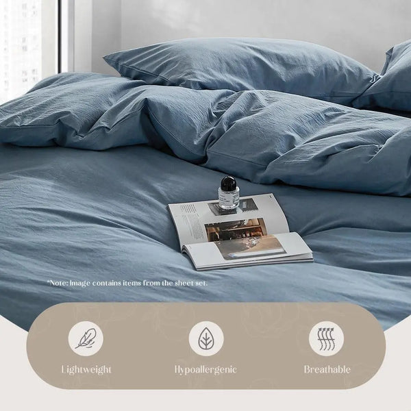 Cosy Club Duvet Cover Quilt Set Flat Cover Pillow Case Essential Blue Double Deals499