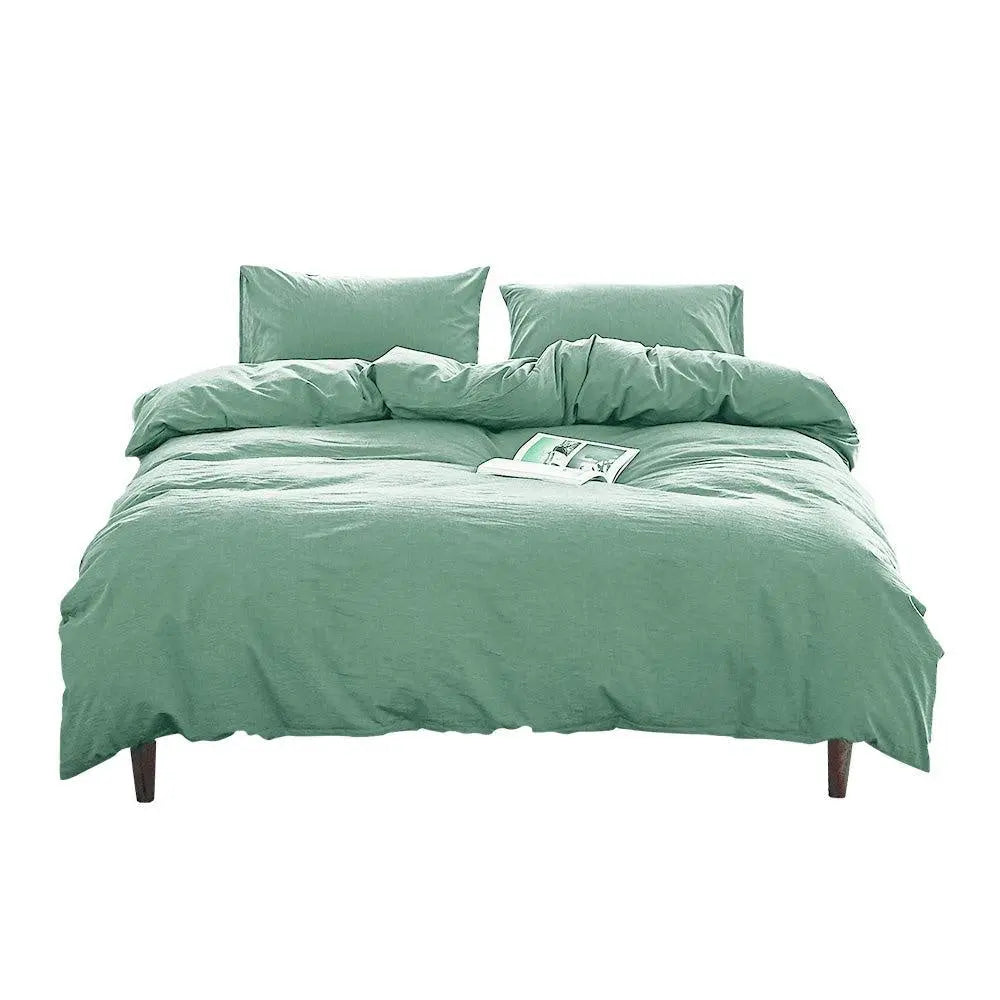 Cosy Club Duvet Cover Quilt Set Flat Cover Pillow Case Essential Green Double Deals499