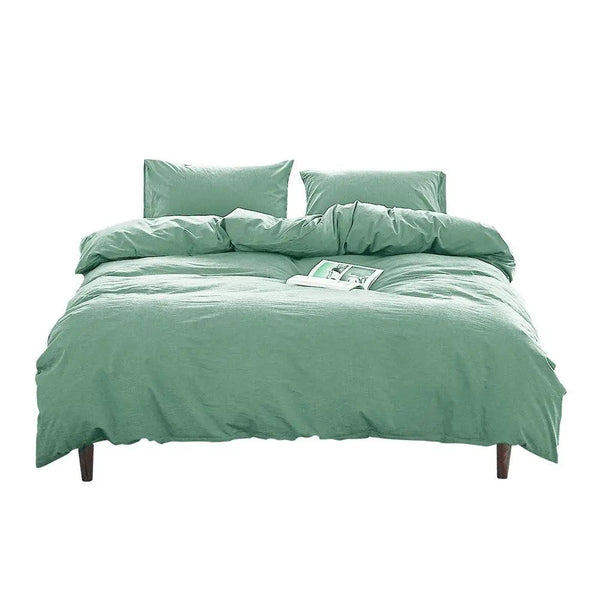 Cosy Club Duvet Cover Quilt Set Flat Cover Pillow Case Essential Green Double Deals499