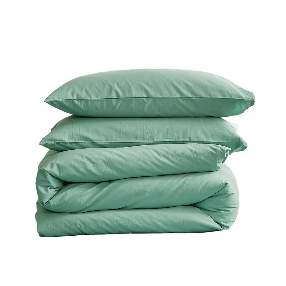 Cosy Club Duvet Cover Quilt Set Flat Cover Pillow Case Essential Green Queen Deals499