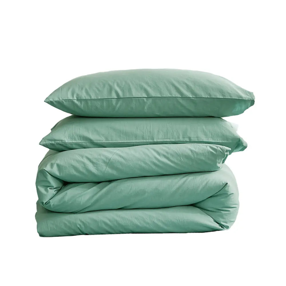 Cosy Club Duvet Cover Quilt Set Flat Cover Pillow Case Essential Green Single Deals499