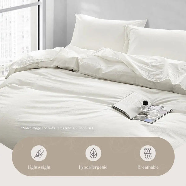 Cosy Club Duvet Cover Quilt Set Flat Cover Pillow Case Essential White Double Deals499