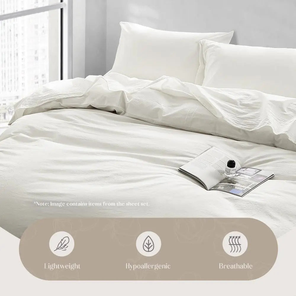 Cosy Club Duvet Cover Quilt Set Flat Cover Pillow Case Essential White King Deals499