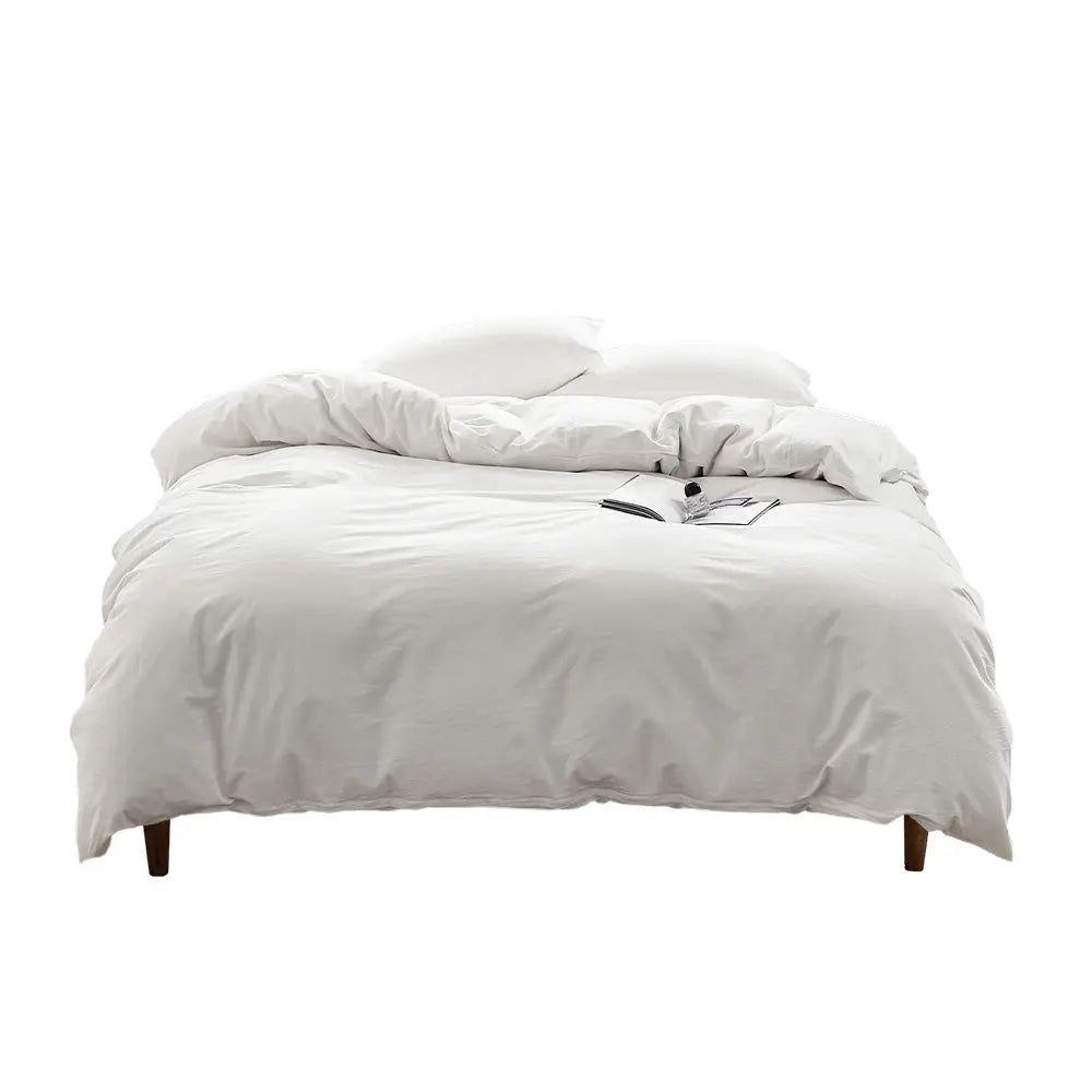 Cosy Club Duvet Cover Quilt Set Flat Cover Pillow Case Essential White King Deals499