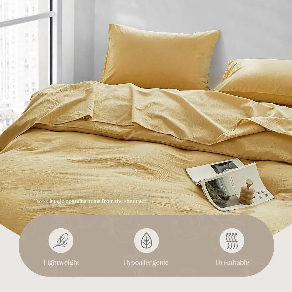 Cosy Club Duvet Cover Quilt Set Flat Cover Pillow Case Essential Yellow King Deals499