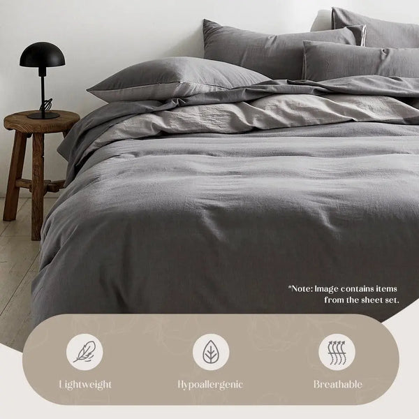 Cosy Club Duvet Cover Quilt Set Queen Flat Cover Pillow Case Grey Inspired Deals499