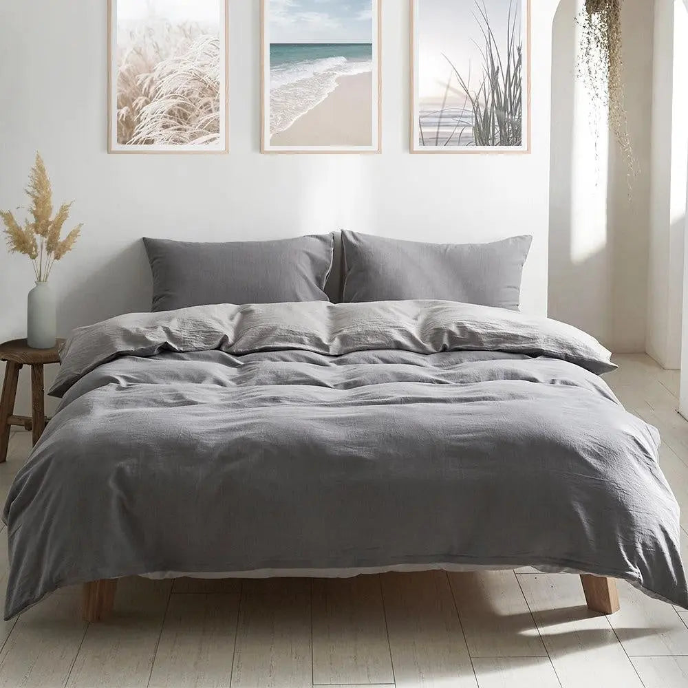 Cosy Club Duvet Cover Quilt Set Queen Flat Cover Pillow Case Grey Inspired Deals499