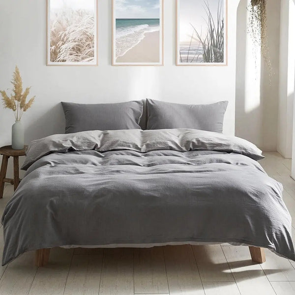 Cosy Club Duvet Cover Quilt Set Queen Flat Cover Pillow Case Grey Inspired Deals499
