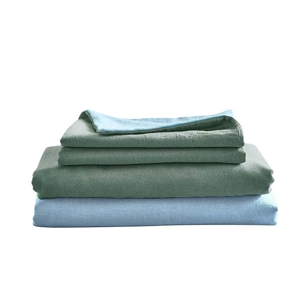 Cosy Club Sheet Set Bed Sheets 100% Cotton Queen Cover Pillow Case Grey Blue Deals499