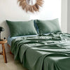 Cosy Club Sheet Set Bed Sheets Set 100% Cotton Double Cover Pillow Green Blue Deals499