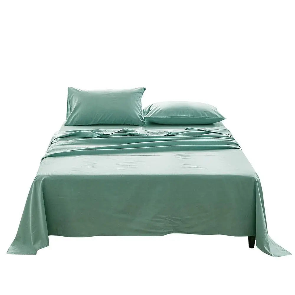 Cosy Club Sheet Set Bed Sheets Set Double Flat Cover Pillow Case Green Essential Deals499