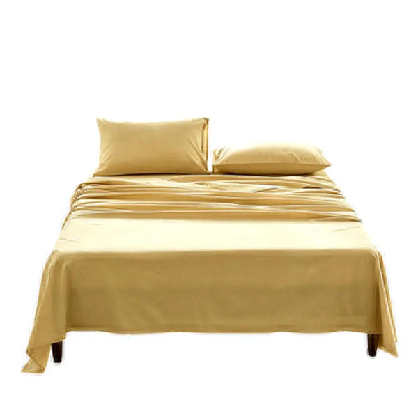 Cosy Club Sheet Set Bed Sheets Set King Flat Cover Pillow Case Yellow Deals499
