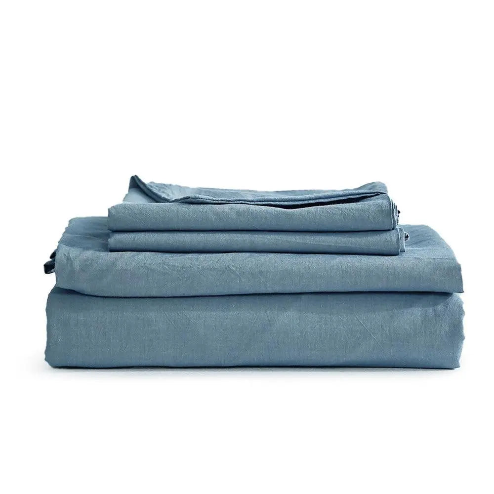 Cosy Club Sheet Set Bed Sheets Set Queen Flat Cover Pillow Case Blue Essential Deals499