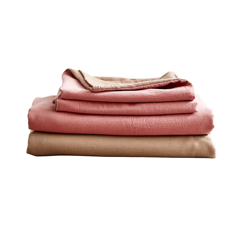 Cosy Club Sheet Set Bed Sheets Set Queen Flat Cover Pillow Case Pink Brown Deals499