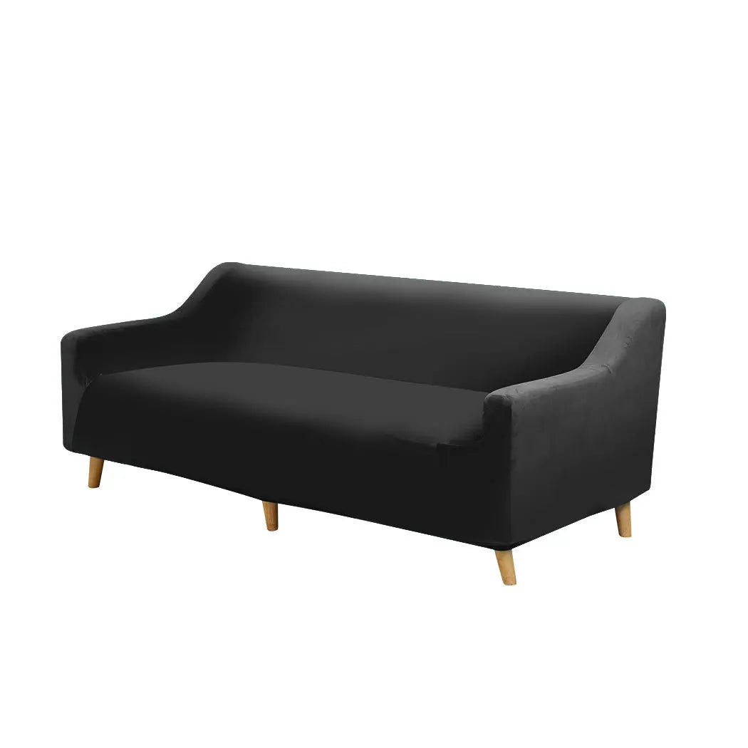Couch High Stretch Sofa Lounge Cover Protector Recliner Slipcover 4 Seater Black Deals499