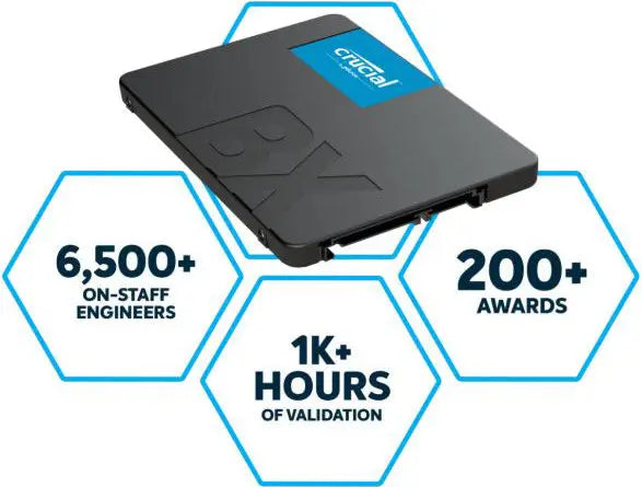 Crucial BX500 2TB 2.5' SATA3 6Gb/s SSD - 3D NAND 540/500MB/s 7mm 1.5 mil MTBF 3yr wty Acronis True Image Solid State Drive MICRON