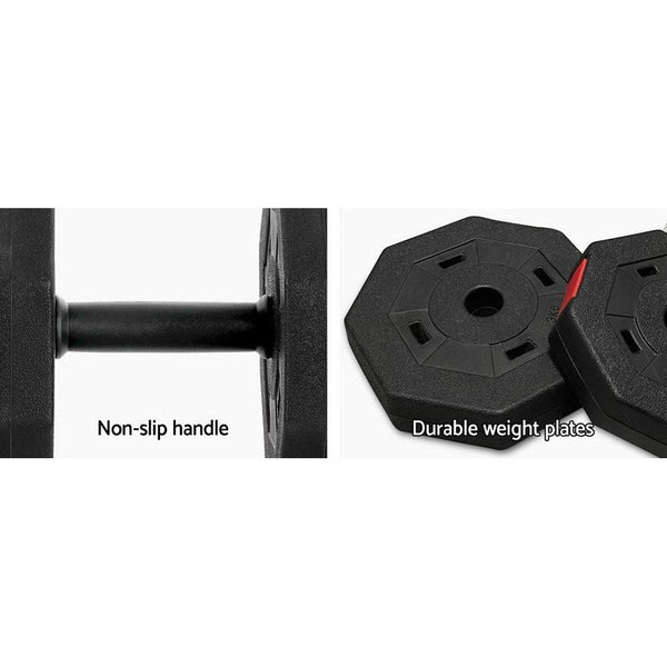 40KG 2-in-1 Dumbbell Barbell Set Adjustable Dumbbells Weights Home Gym Fitness Deals499