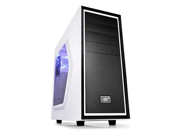 DEEPCOOL Tesseract SW Mid Tower Case Side Window Includes 1 Blue 120mm LED Fan, White DEEPCOOL