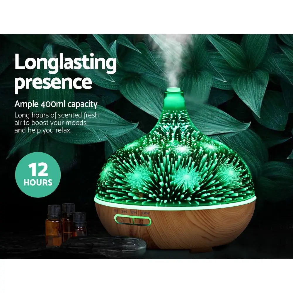 DEVANTI Aroma Aromatherapy Diffuser 3D LED Night Light Firework Air Humidifier Purifier 400ml Remote Control Deals499