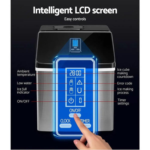 DEVANTi 3.2L Portable Ice Cube Maker Cold Commercial Machine Stainless Steel Deals499