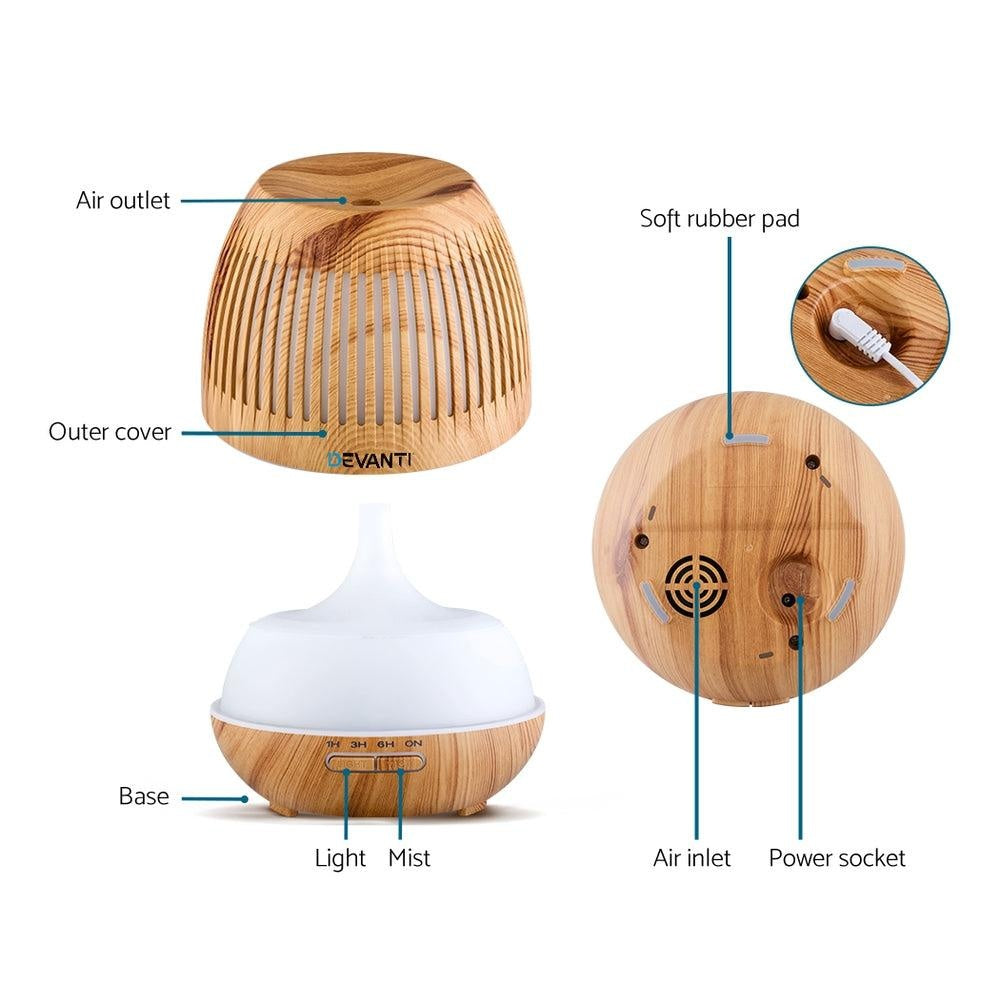 Devanti Aromatherapy Diffuser Aroma Essential Oils Air Humidifier LED Light 400ml Deals499