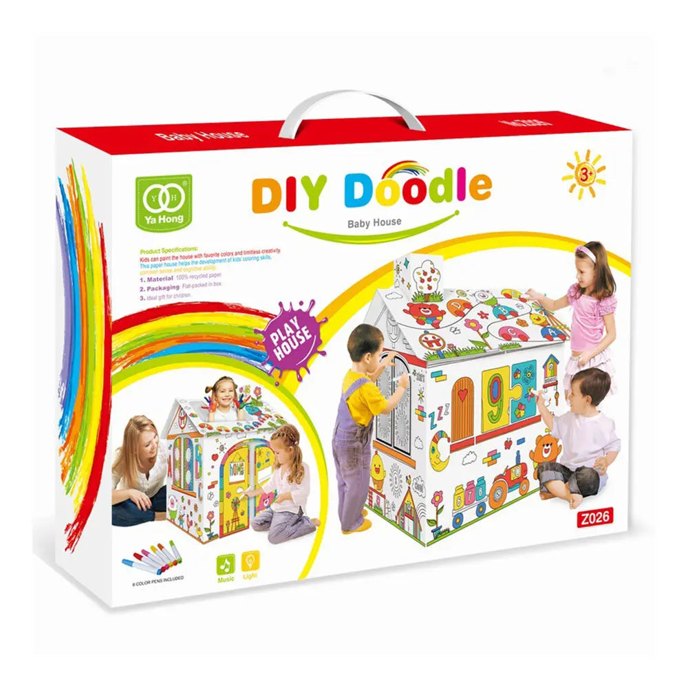DIY Large Cardboard Coloring Creative Craft Play House Project Assemble Kids Deals499