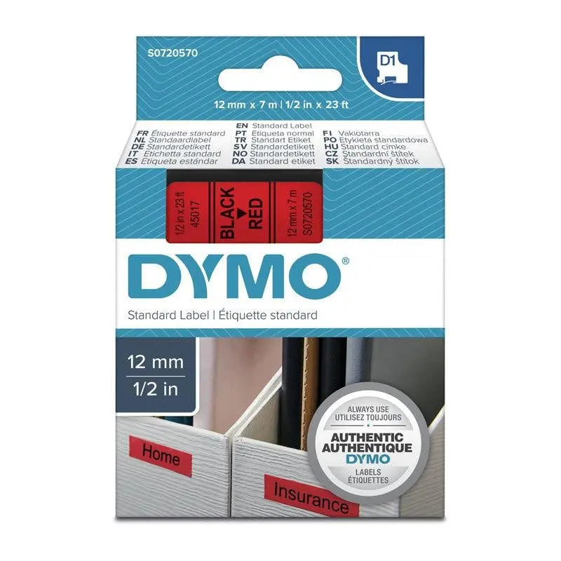 DYMO Black on Red 12mmx7m Tape DYMO