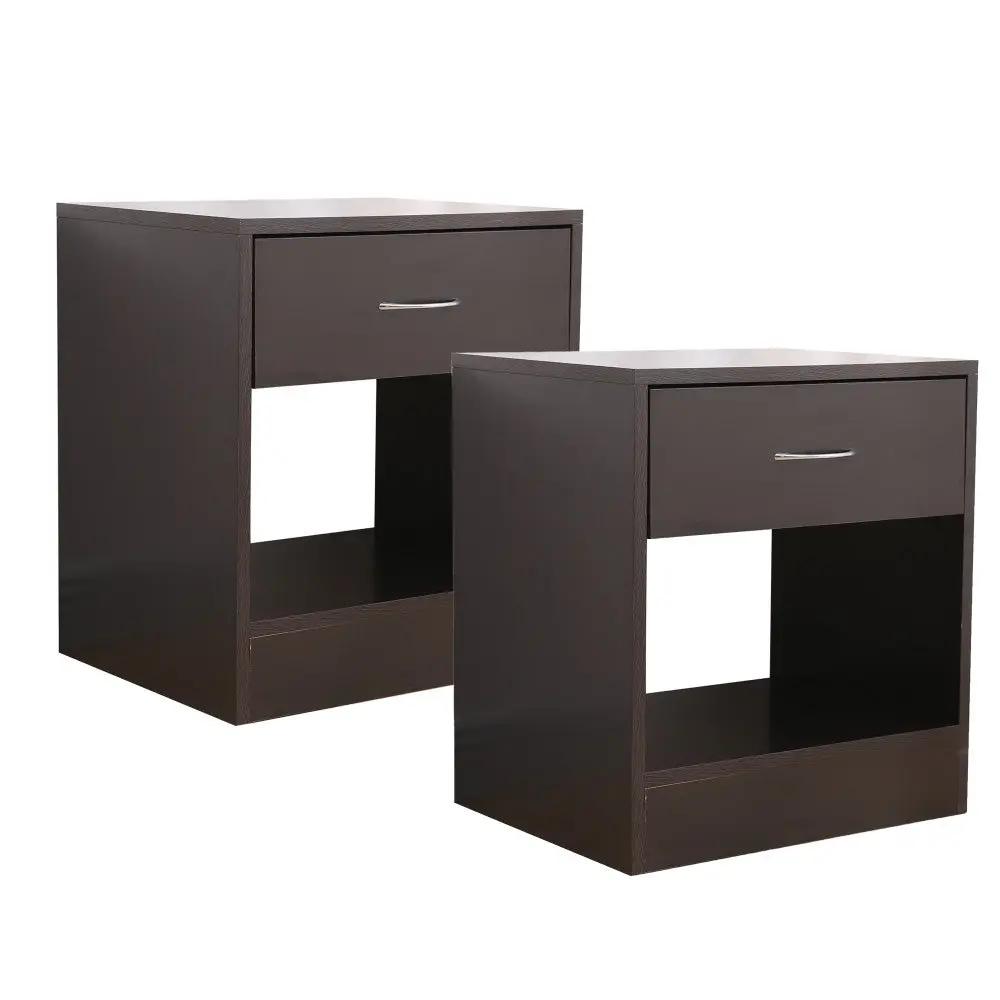 Dandi Bedside Table Nightstand with Drawer Set of 2 Brown Deals499