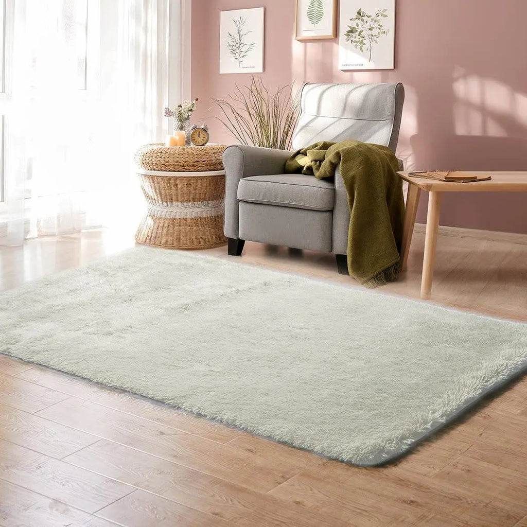 Designer Soft Shag Shaggy Floor Confetti Rug Carpet Home Decor 200x230cm Cream Deals499