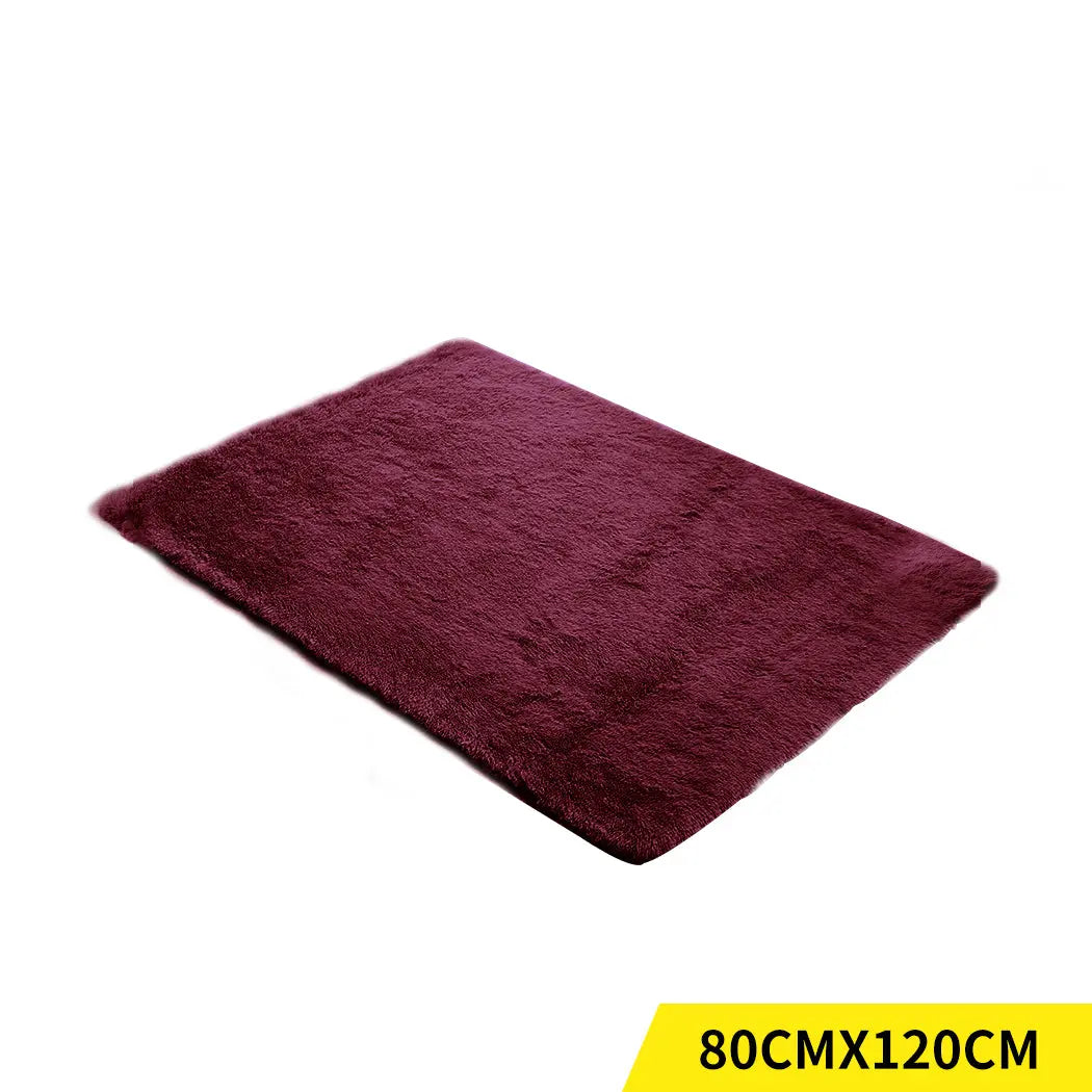 Designer Soft Shag Shaggy Floor Confetti Rug Carpet Home Decor 80x120cm Burgundy Deals499