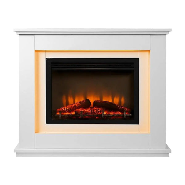Devanti 2000W Electric Fireplace Mantle Portable Fire Log Wood Heater 3D Flame Effect White Deals499