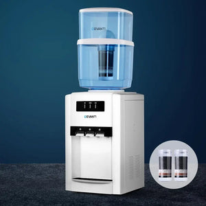 Devanti 22L Bench Top Water Cooler Dispenser Purifier Hot Cold Three Tap with 2 Replacement Filters Deals499