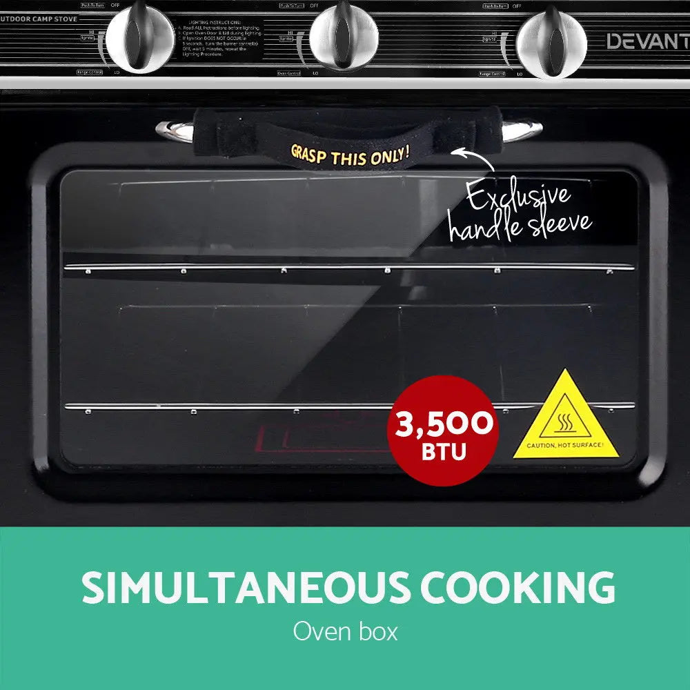 Devanti 3 Burner Portable Oven - Silver & Black Deals499