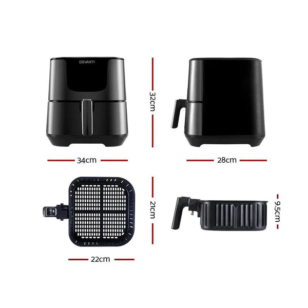 Devanti Air Fryer 7L LCD Fryers Oven Airfryer Kitchen Healthy Cooker Stainless Steel Deals499