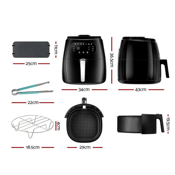 Devanti Air Fryer 8.5L LCD Digital Oil Free Deep Frying Cooker Accessories Rack Deals499