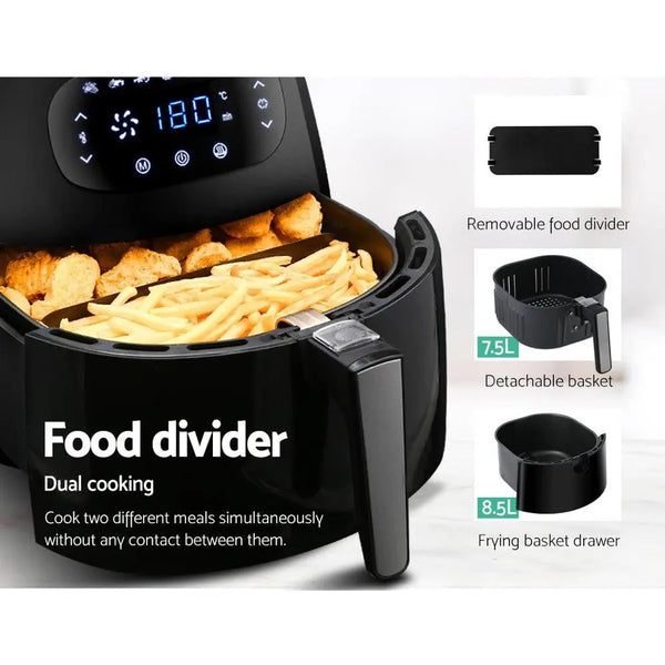 Devanti Air Fryer 8.5L LCD Digital Oil Free Deep Frying Cooker Accessories Rack Deals499