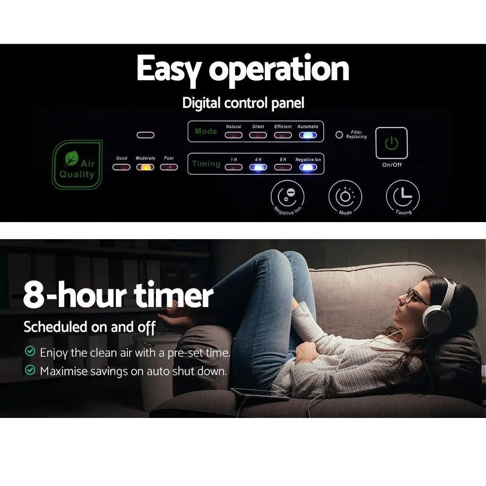 Devanti Air Purifier Purifiers HEPA Filter Home Freshener Carbon Ioniser Cleaner Deals499