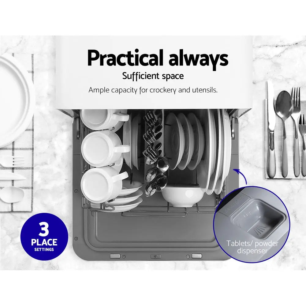 Devanti Benchtop Dishwasher 3 Place Bench Top Countertop Dish Washer Cleaner from Deals499 at Deals499