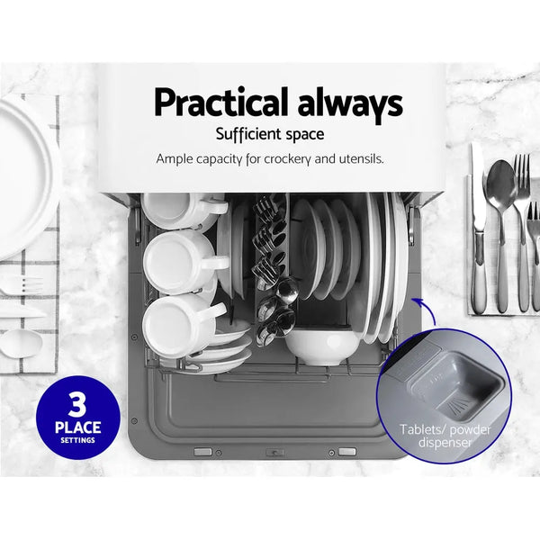 Devanti Benchtop Dishwasher 3 Place Bench Top Countertop Dish Washer Cleaner from Deals499 at Deals499