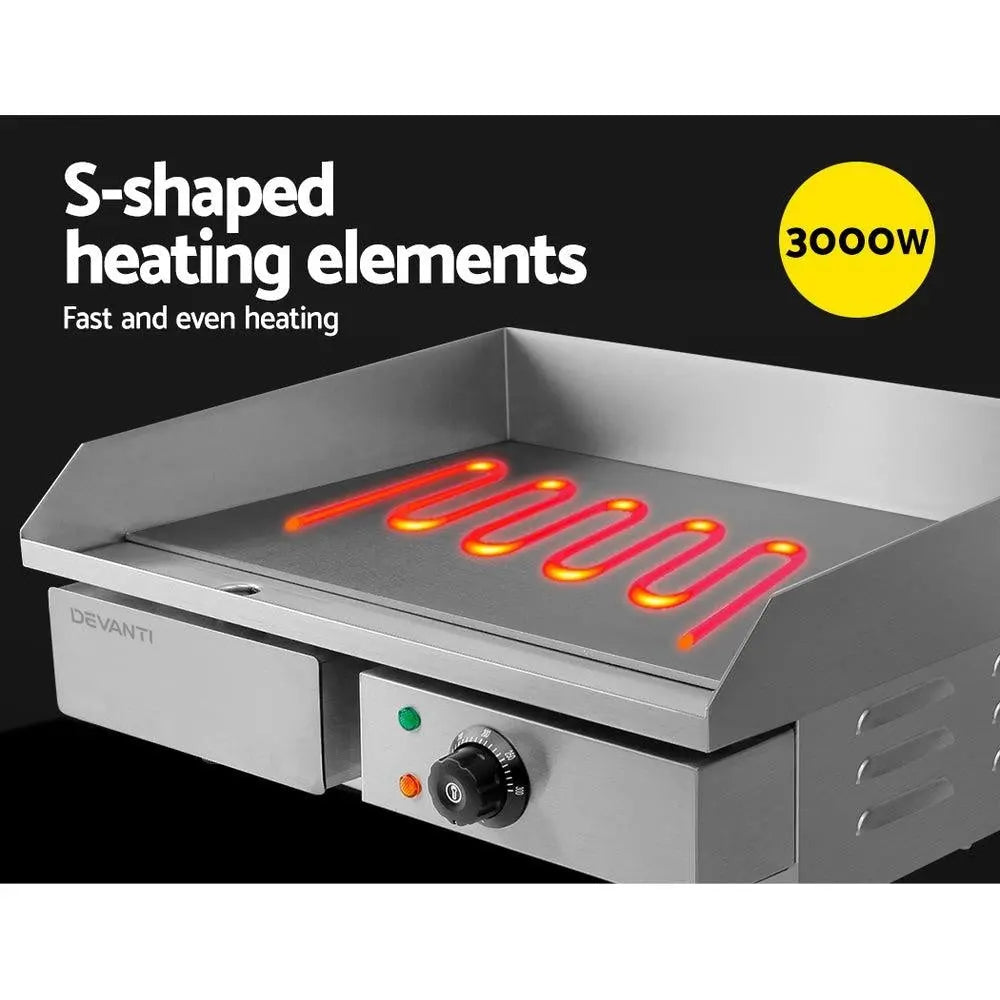 Devanti Commercial Electric Griddle BBQ Grill Pan Hot Plate Stainless Steel Deals499