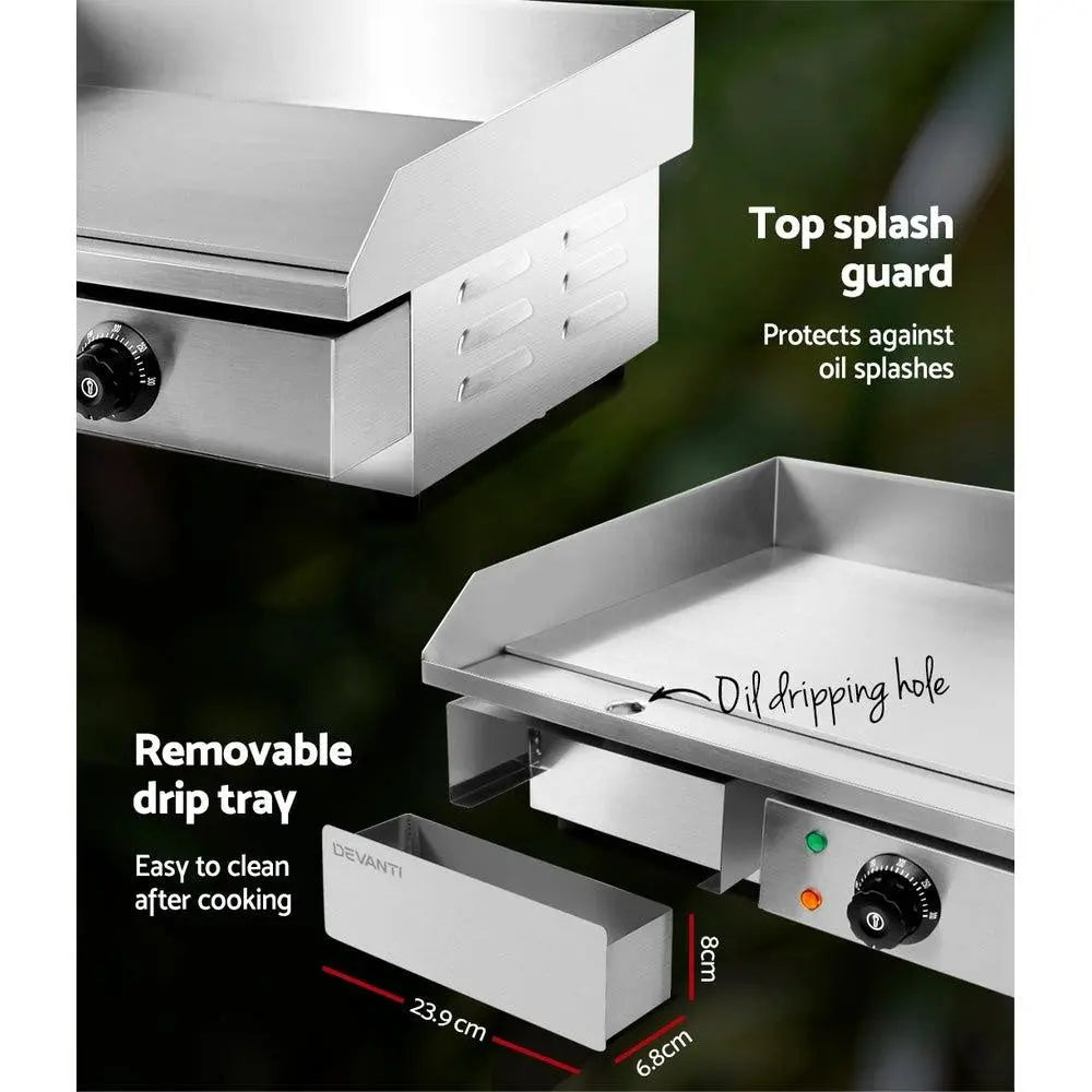 Devanti Commercial Electric Griddle BBQ Grill Pan Hot Plate Stainless Steel Deals499