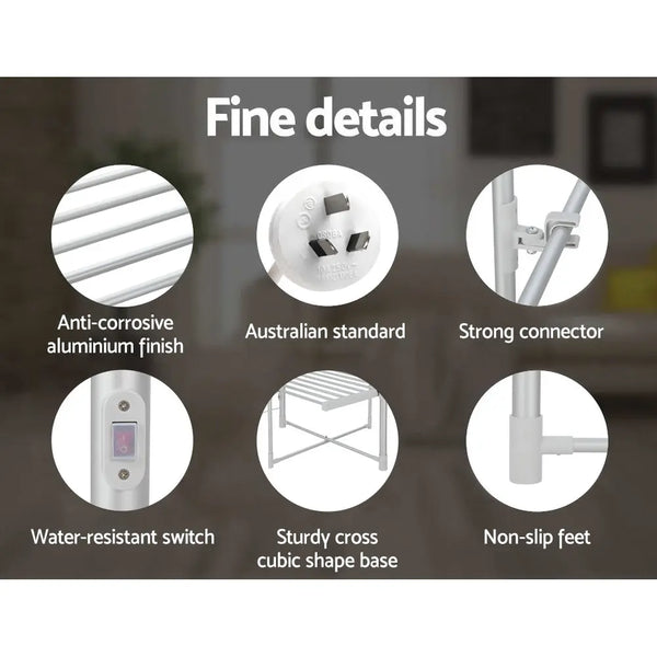 Devanti Electric Heated Towel Clothes Rail Rack Airer Dryer Warmer Stand 300W from Deals499 at Deals499