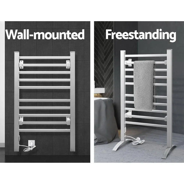 Devanti Electric Heated Towel Rail Rails Warmer Rack Aluminium 10 Bars Deals499