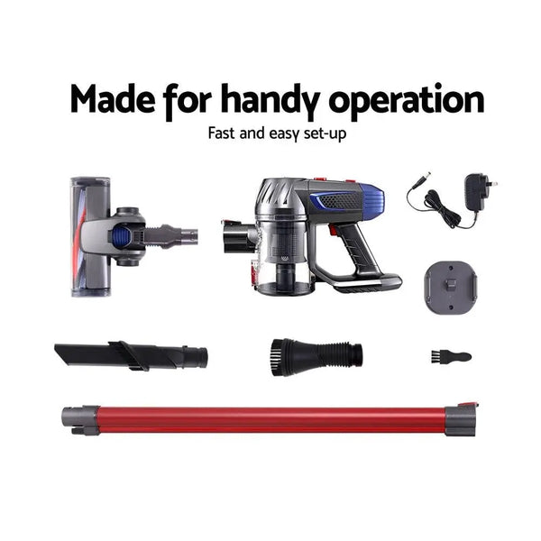 Devanti Handheld Vacuum Cleaner Cordless Stick Handstick Vac Bagless 2-Speed Headlight Red Deals499