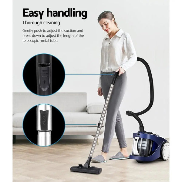 Devanti Vacuum Cleaner Bagless Cyclone Cyclonic Vac Home Office Car 2200W Blue Deals499