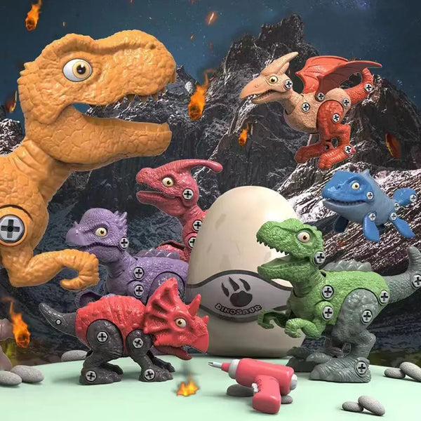 Disassemble Blocks Jurassic Dinosaurs Building Blocks Toys Battery Drill Tyrannosaurus Rex Wyvern Velociraptor Stegosaurus 3 Deals499